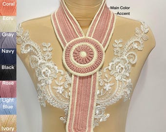 Skinny Multicolor Tie Scarf, Handmade Crocheted Fashion Accessories for Spring, Fall, and Winter