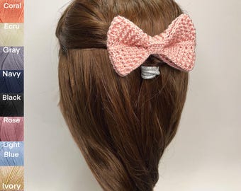 Bow Hair Pin, Handmade Crocheted Hair Accessories