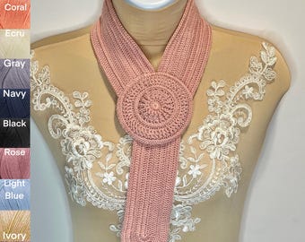 Skinny Tie Scarf, Handmade Crocheted Fashion Accessories for Spring, Fall, and Winter