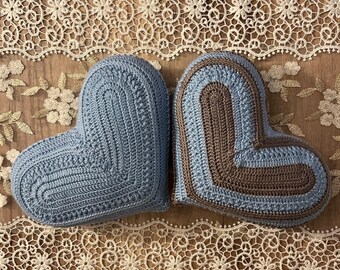 Small Heart Pillow, Decorative Heart Pillow, Pillow for Kids Room, Handmade Pillow, Pillow for Living Room, Unique Gifts, Crocheted Heart