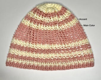 Multicolor Spring/Summer Beanie, Hats for Warm Weather, Handmade Crocheted Fashion Accessories