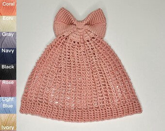 Spring/Summer Bow Beanie, Hats for Warm Weather, Handmade Crocheted Fashion Accessories