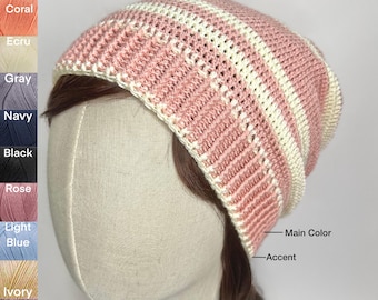 Slouchy Multicolor Beanie, Handmade Crocheted Winter and Fall Accessories