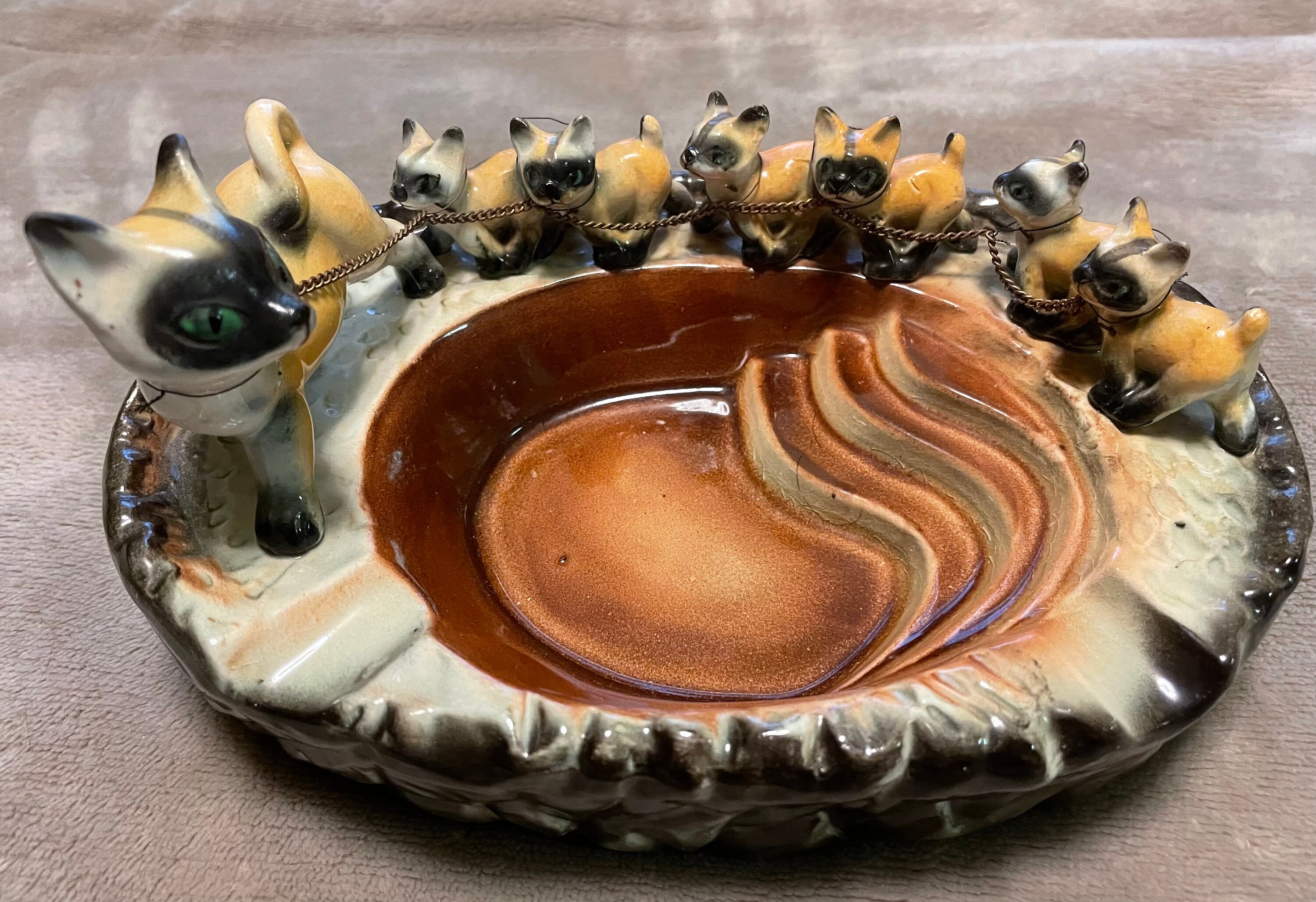 Vintage Siamese Cat Ashtray Jewlery Holder Soap Dish Etsy