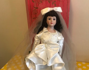 Muñeca de porcelana de colección artesanal, Catarina No. 237, Muñeca de porcelana, Muñeca de porcelana vintage, Novias del mundo, Muñeca de novia de porcelana