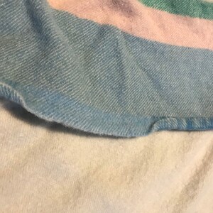 Vintage Haddon Hall All Wool Blanket, "5FT x 6FT", Beige/Pink/Green/Blue Striped Blanket, Eaton's of Canada image 4