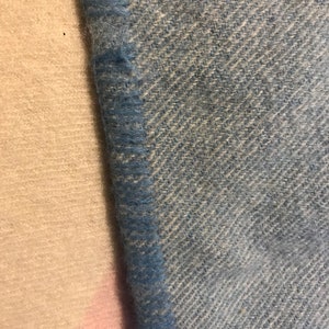 Vintage Haddon Hall All Wool Blanket, "5FT x 6FT", Beige/Pink/Green/Blue Striped Blanket, Eaton's of Canada image 6