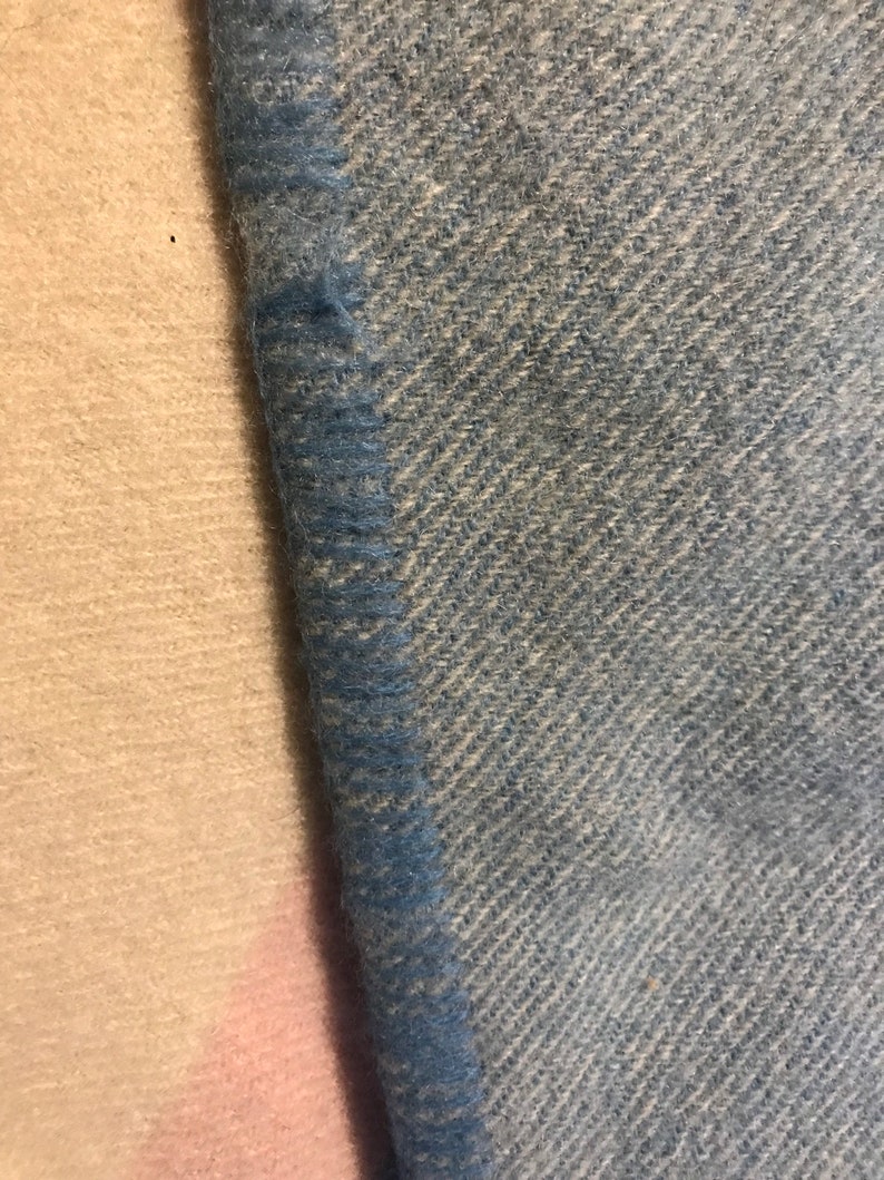 Vintage Haddon Hall All Wool Blanket, "5FT x 6FT", Beige/Pink/Green/Blue Striped Blanket, Eaton's of Canada image 6