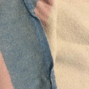 Vintage Haddon Hall All Wool Blanket, "5FT x 6FT", Beige/Pink/Green/Blue Striped Blanket, Eaton's of Canada image 5