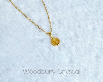 Natural Citrine necklace |Dainty crystal necklace |High quality citrine stone|Sterling silver necklace |Healing crystal necklace |