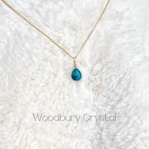 Natural Chrysocolla necklace|Teardrop gemstone necklace|Minimalist pendant|Tiny necklace |Simple necklace|Gold necklace |Gemstone necklace