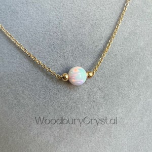 Minimalist Necklace | Dainty Opal Necklace | Beautiful Fired Lab Opal |Solid Gold |Rose Gold |Sterling Silver | Gold Filled Chain