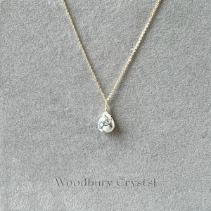 Natural howlite necklace |Dainty howlite stone necklace|Silver necklace |14k gold filled necklace