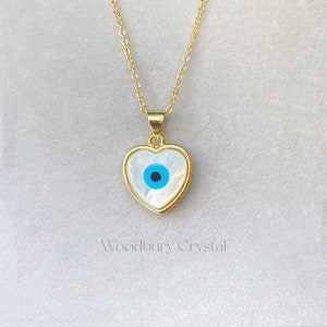 Evil eye necklace |Heart pendants necklace |Dainty evil eye necklace|Shell necklace|Turkish evil eye|