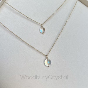 Dainty aura necklace |rainbow angel aura bead necklace |Silver necklace |14k gold filled necklace