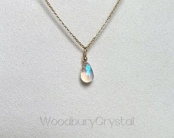 Mermaid tears necklace |sparkly aura teardrop necklace |Silver necklace |14k gold filled necklace