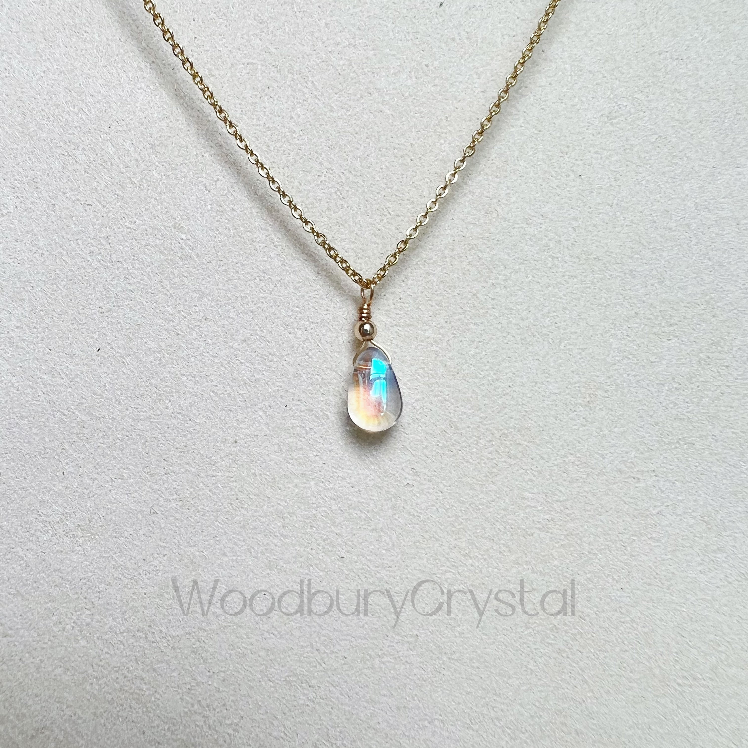 Mermaid tears necklace |sparkly aura teardrop necklace |Silver necklace |14k gold filled necklace