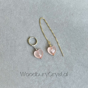 Natural rose quartz earrings |Dainty rose quartz earrings |Healing crystal earrings |Sterling silver earrings |Solid Gold earrings