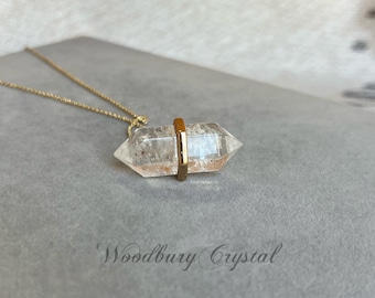 Natural clear quartz necklace|Healing crystal| Bullet crystal pendant |14k gold filled necklace |925 Sterling silver necklace|18k solid gold