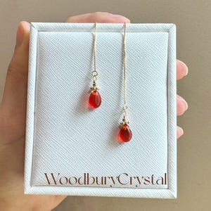 Natürliche Karneol Creolen | Zierlicher Karneol Baumeln Ohrring | Sterling Silber Creolen | Hochzeit Ohrringe