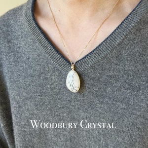 Natural turquoise necklace|Healing crystal necklace |Cobblestone shape gemstone pendant|14k gold filled Chain|Sterling silver necklace