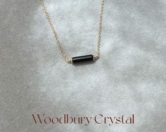 Natural black agate necklace |Dainty agate Bar necklace |Gemstone necklace |925 Silver necklace |14k Gold necklace|Tiny black agate bar