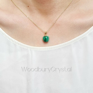 Natural malachite necklace|Dainty malachite apple necklace |Solid Gold |Rose gold |Sterling Silver|Gold filled chain