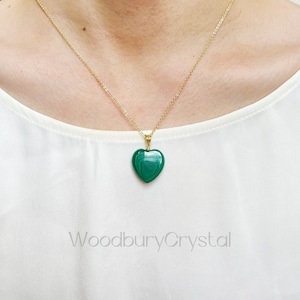 Natural malachite necklace|Dainty Malachite heart necklace |Solid Gold |Rose gold |Sterling Silver|Gold filled chain