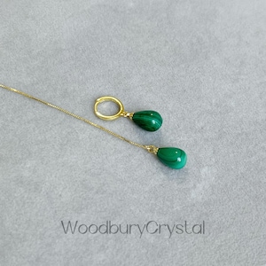 Natural Malachite Earrings |Dainty Sterling silver earrings | Healing Crystal earrings | Sterling silver hoops | Wedding Earrings