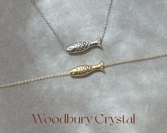 Fish necklace/ Golden Fish Bar necklace/ Sea jewelry/ 14K gold filled chain/925 Silver chain/ Gift for mom/ Gift for best friend
