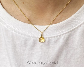 Natural Citrine heart Necklace|Dainty Citrine necklace |High quality Citrine |Solid Gold |Rose gold |Sterling Silver|Gold filled chain