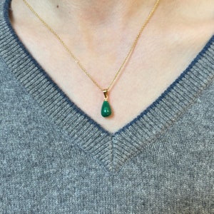 Natural Malachite Necklace|Dainty Tear Drop Malachite necklace |Solid Gold |Rose gold |Sterling Silver|Gold filled chain