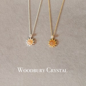 Natural Sunstone sunflower necklaces |925 Sterling silver charm|Dainty crystal necklace |14k gold filled chain |S925 chain necklace