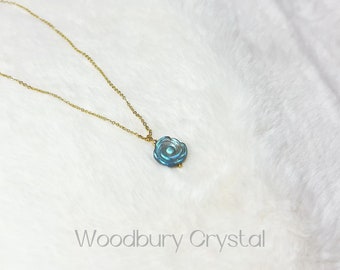 Natural Labradorite necklace |Dainty labradorite rose flower necklace |Real labradorite |Silver necklace |14k gold filled necklace