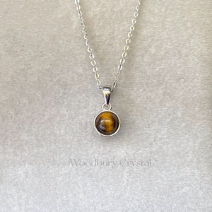 Dainty tigers eye necklace |Sterling silver necklace |Healing crystal necklace |