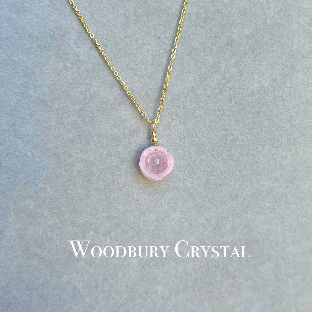 Natural Rose Quartz Necklacedainty Rose Quartz Flower Necklace solid