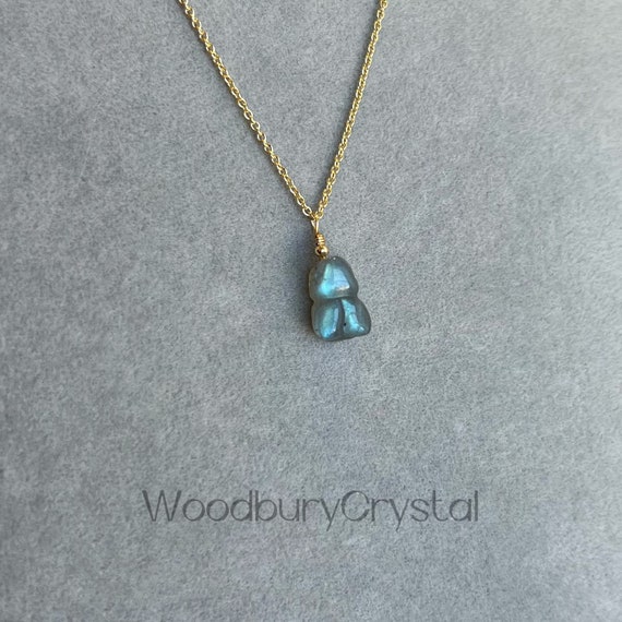 Natural Labradorite Necklace |Dainty Labradorite Bunny Necklace | Adorable Necklace |Silver Necklace |14k Gold Filled Necklace