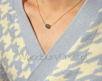 Minimalist necklace |Natural aquamarine necklace|Dainty crystal necklace|Solid Gold |Rose gold |Sterling Silver|Gold filled chain