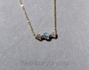 Minimalist necklace |Natural labradorite necklace|Dainty labradorite bar necklace |Solid Gold |Rose gold |Sterling Silver|Gold filled chain