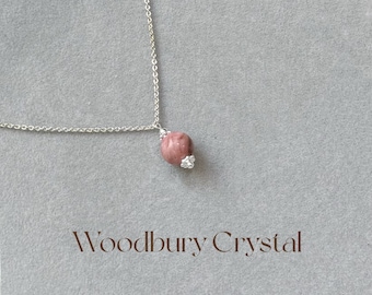 Genuine Rhodonite necklace | Gemstone charm pendant |14k gold filled chain | 925 Sterling silver |Gift for best friend |Minimalist necklace