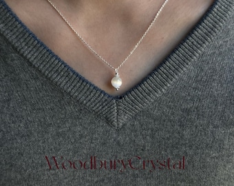 Genuine Selenite necklace | Gemstone charm pendant |14k gold filled chain | 925 Sterling silver |Gift for best friend |Minimalist necklace