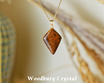 Tiger Eye Necklace | Brown Gemstone Pendant Jewelry | Tiger’s Eye Healing Stone Necklace Gift for Men Women, Protection