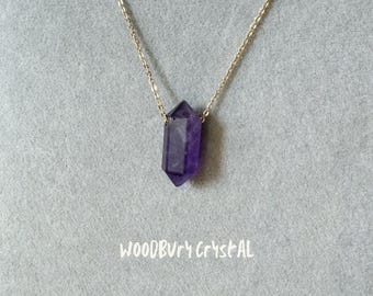 天然アメジストペンダント | ダブルポイントクリスタルペンダント