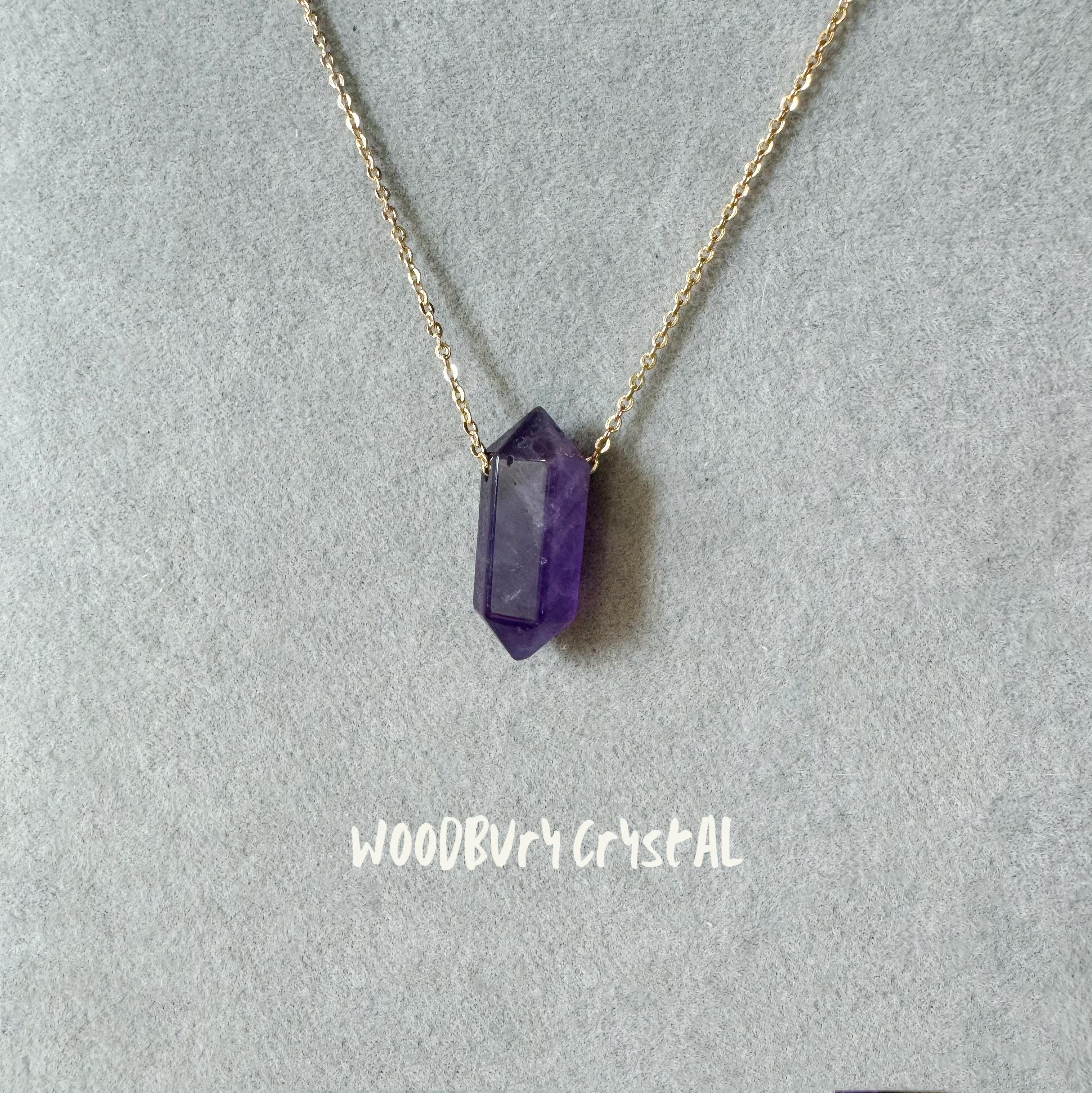 デザイン アメジスト ペンダント 天然アメジストペンダント | ダブルポイントクリスタルペンダント