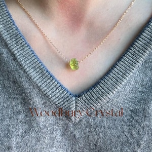 Natural Raw Peridot necklace|Dainty Peridot necklace |August birthstone jewelry|unique gift|14K gold filled chain| Sterling silver necklace|