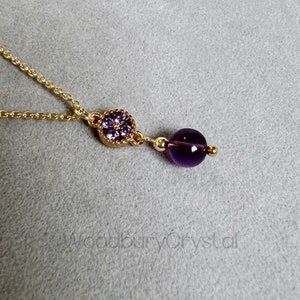 Natural amethyst crystal necklace|Dainty amethyst necklace |Diamond necklace|Solid Gold |Rose gold |Sterling Silver|Gold filled chain