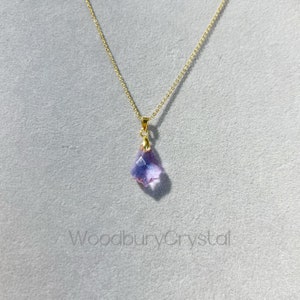 Lavender crystal necklace |Dainty lavender leaf necklace |Silver necklace |14k gold filled necklace