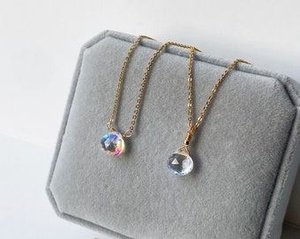 Angel aura quartz necklace|Tiny Teardrop necklace |Crystal necklace |Gemstone necklace |Heart  necklace | Gold necklace