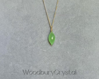 Green Quartz Necklace |Olive Crystal Necklace |Unique Necklace |Silver Necklace | Gold Necklace