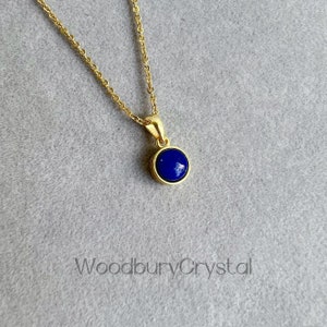 Genuine lapis lazuli necklace |Dainty gemstone necklace |Sterling silver necklace |High quality lapis lazuli |Solid gold necklace